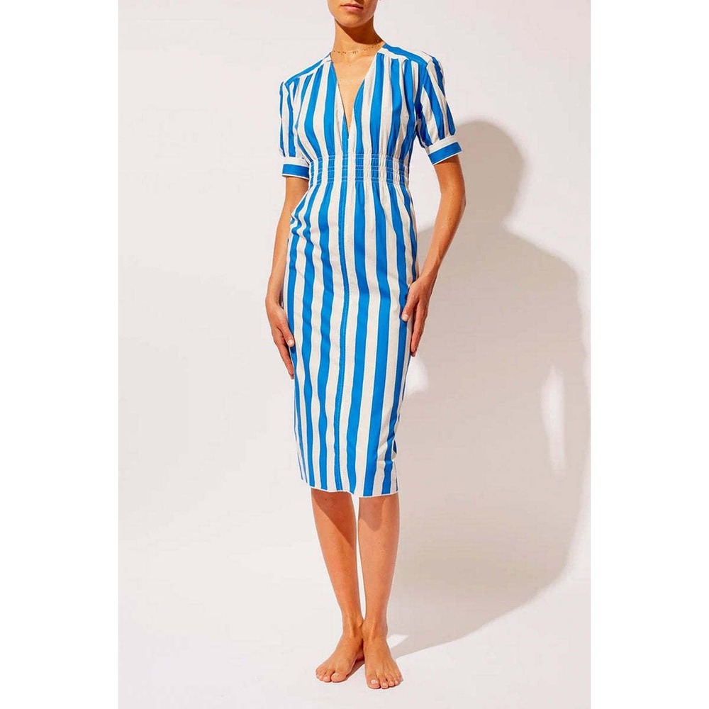 Solid & Striped Delilah Dress Blue White Stripe Cotton‎ Midi Small NWT